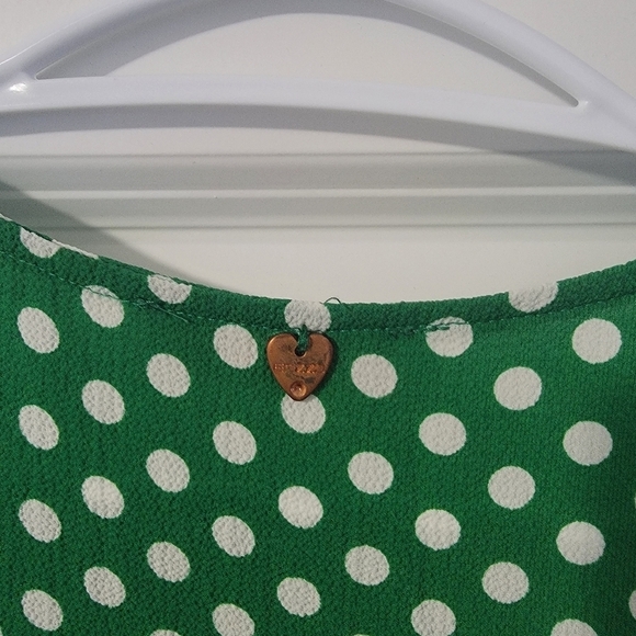 NWOT Small Enzzo Green and White Polka Dot Wrap Dress - Picture 5 of 5